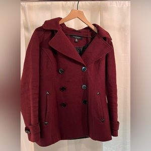 Burgundy coat, perfect for fall weather